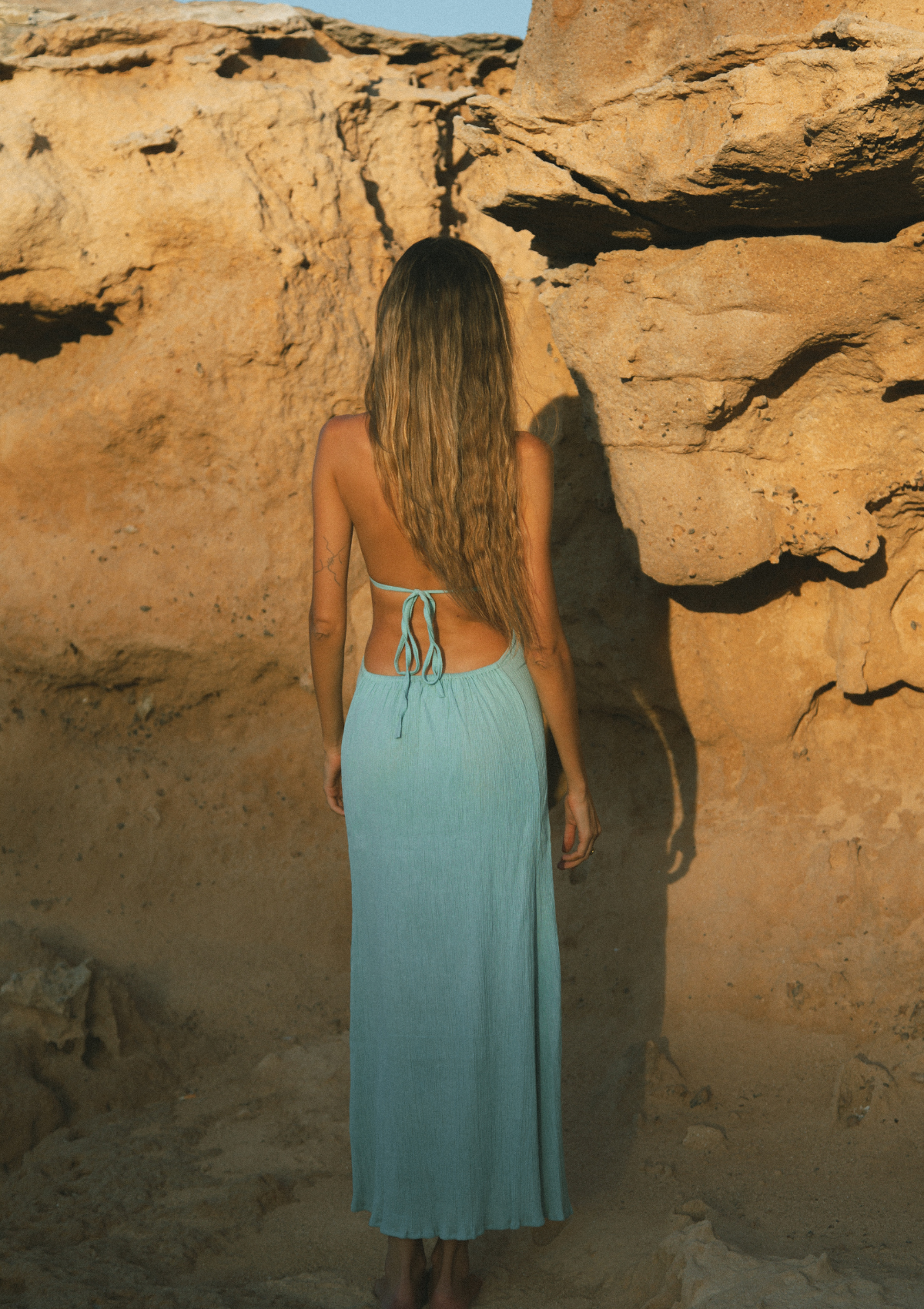 LEAH CRINKLED DRESS - SILVER BLUE