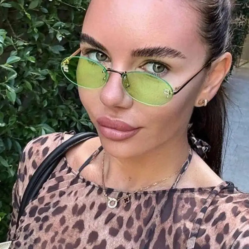 Rimless Oval Sunglasses Women