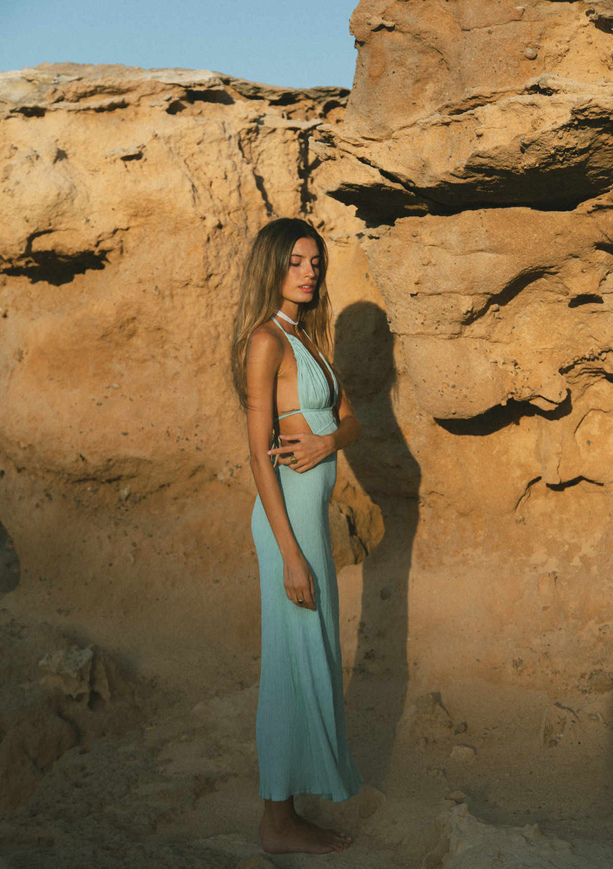 LEAH CRINKLED DRESS - SILVER BLUE