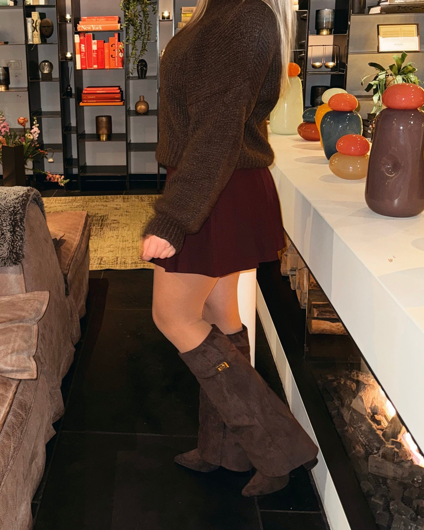 Suede boots choco brown