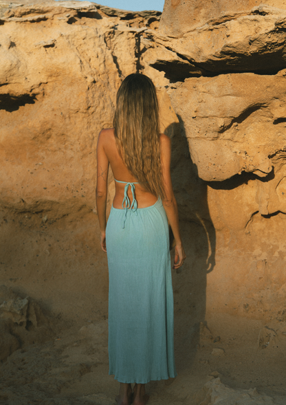 LEAH CRINKLED DRESS - SILVER BLUE