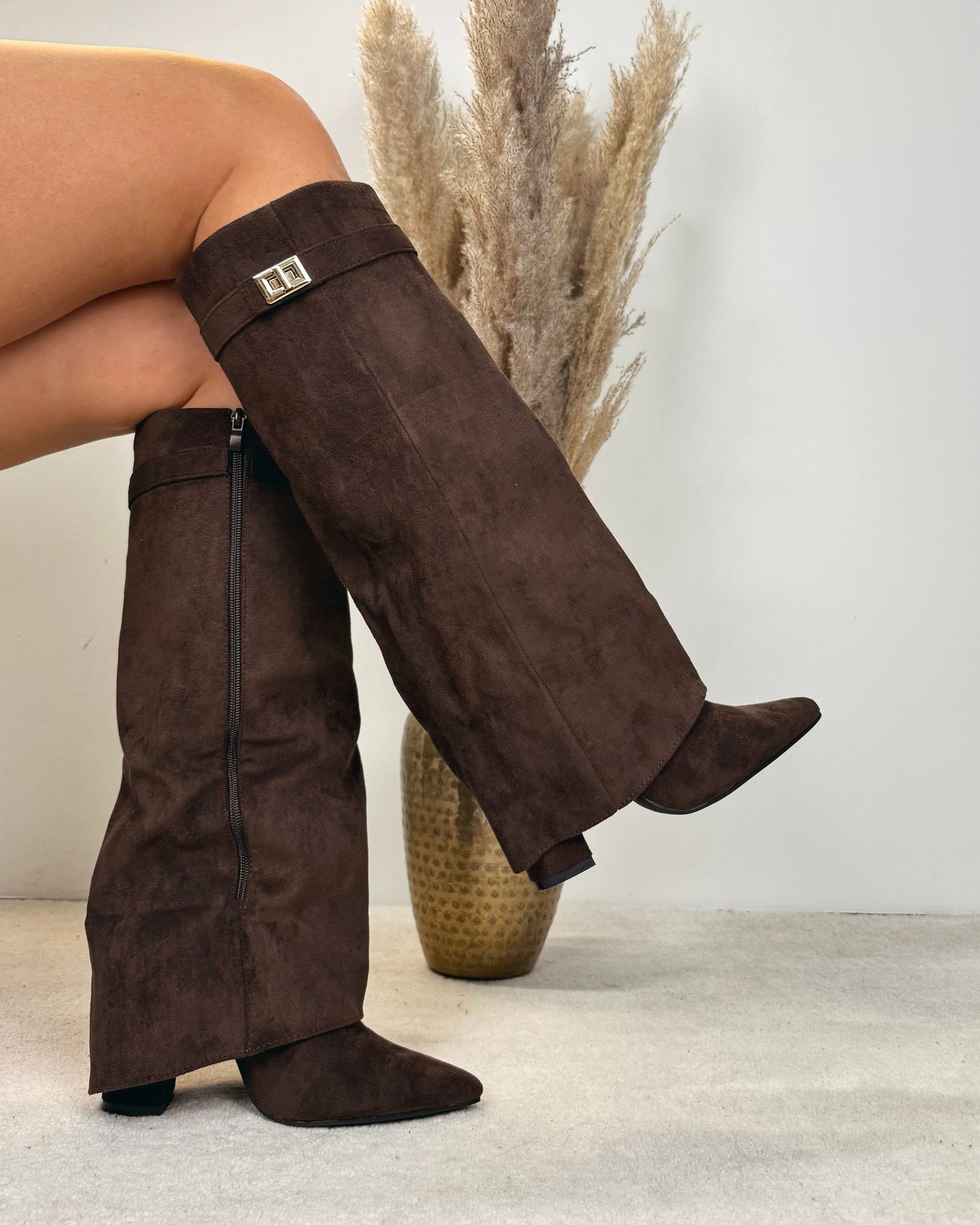 Suede boots choco brown