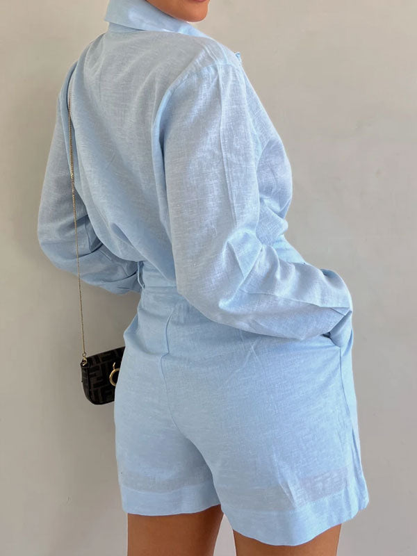 Melany Linnen Blouse en Broek Set