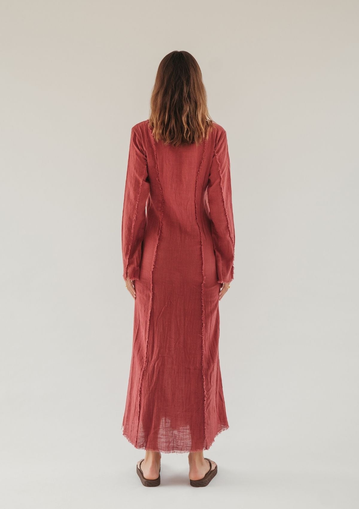 HAVEN RAW EDGE DRESS - CHILLI OIL