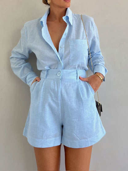 Melany Linnen Blouse en Broek Set