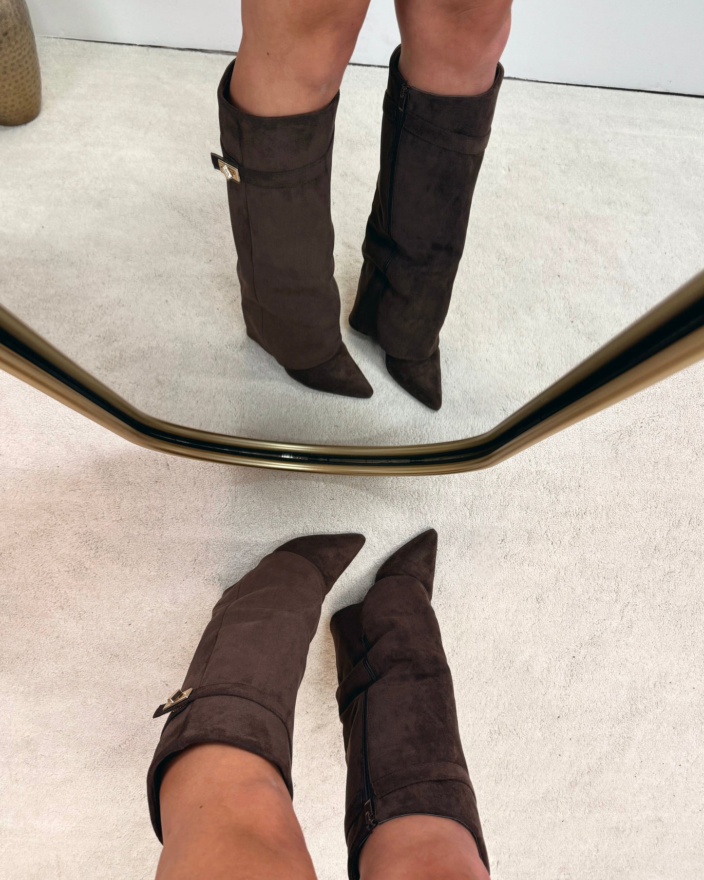 Suede boots choco brown