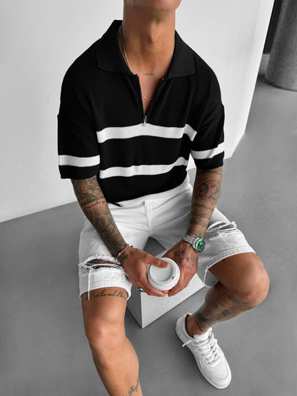 Modelisa Knit Zipper T-shirt - Zwart