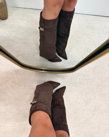 Suede boots choco brown