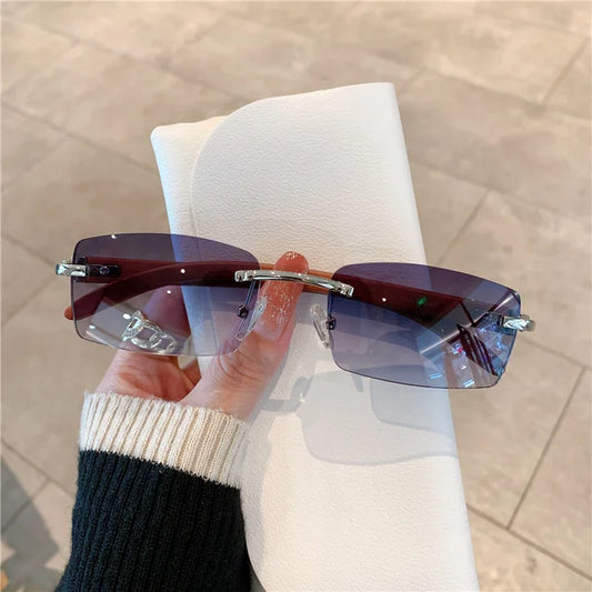 Rimless Wooden UV400 Sunglasses