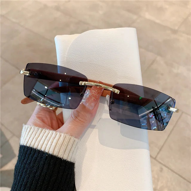 Rimless Wooden UV400 Sunglasses