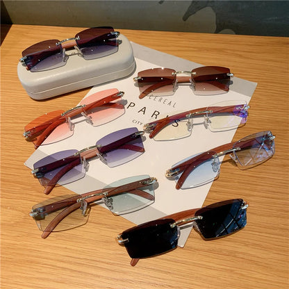 Rimless Wooden UV400 Sunglasses