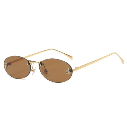 Rimless Oval Sunglasses Women