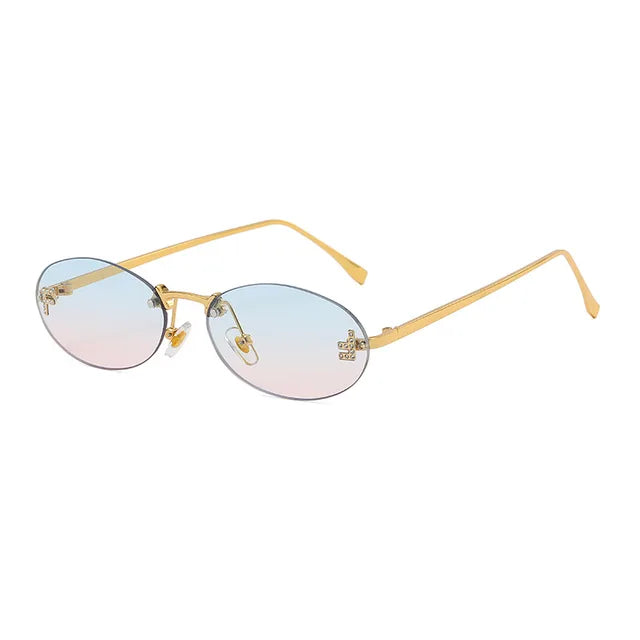 Rimless Oval Sunglasses Women