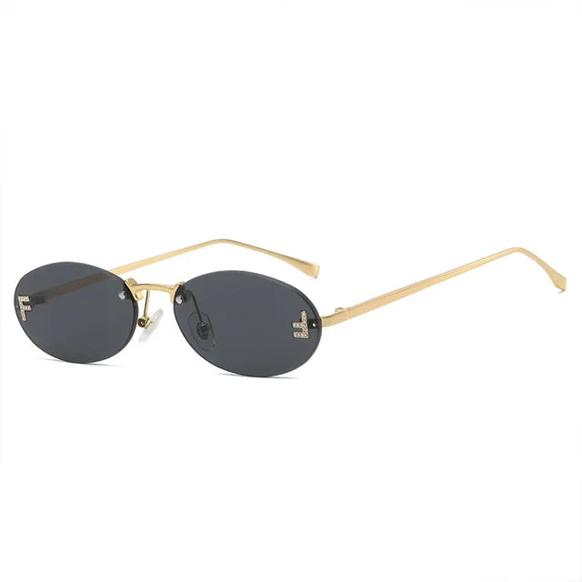 Rimless Oval Sunglasses Women