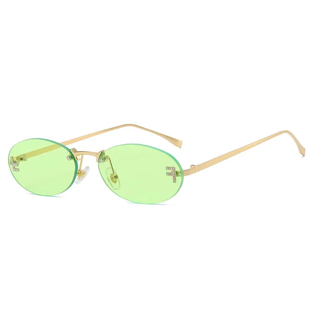 Rimless Oval Sunglasses Women