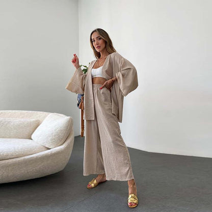 Tweedelige linnen set met vestje