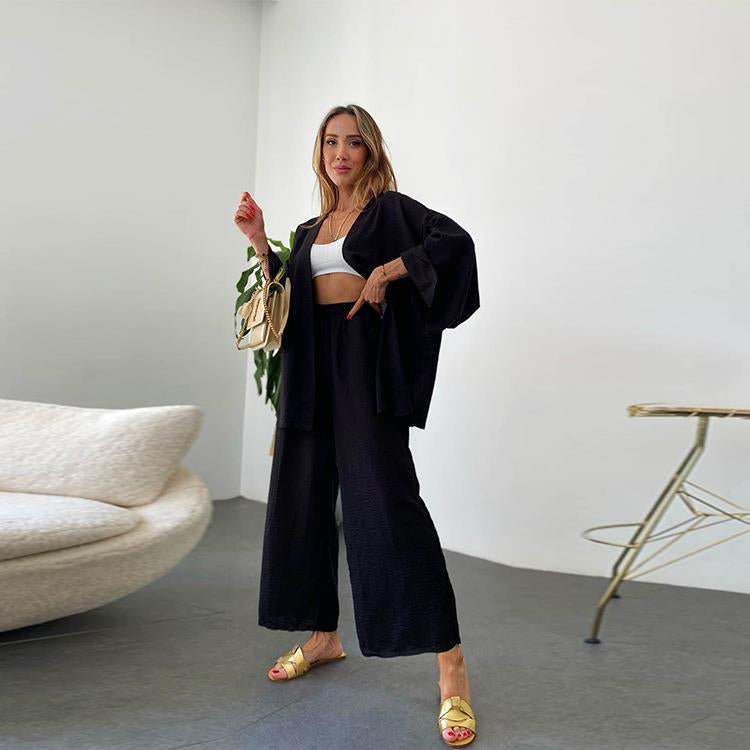 Tweedelige linnen set met vestje