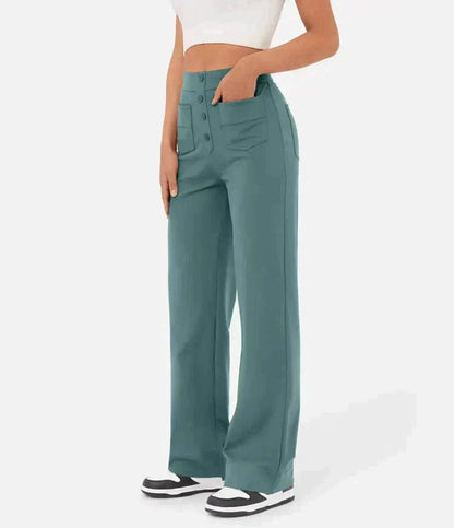 Dames| High-waisted elastische casual broek