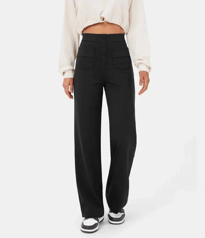 Dames| High-waisted elastische casual broek