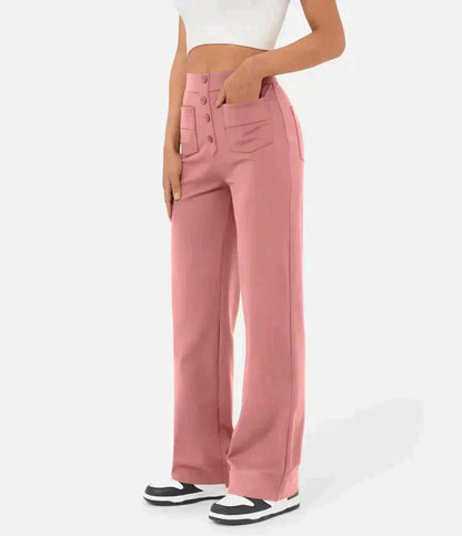 Dames| High-waisted elastische casual broek