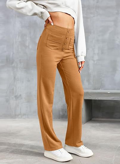 Dames| High-waisted elastische casual broek