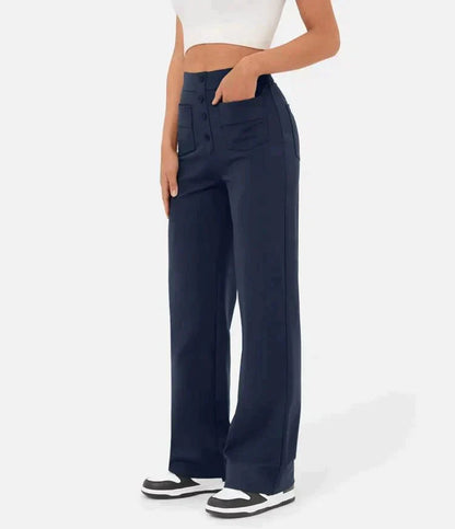 Dames| High-waisted elastische casual broek