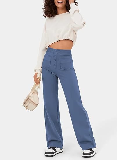 Dames| High-waisted elastische casual broek
