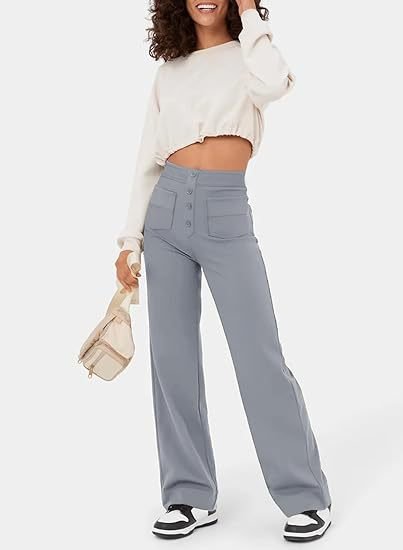 Dames| High-waisted elastische casual broek