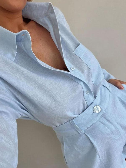 Melany Linnen Blouse en Broek Set